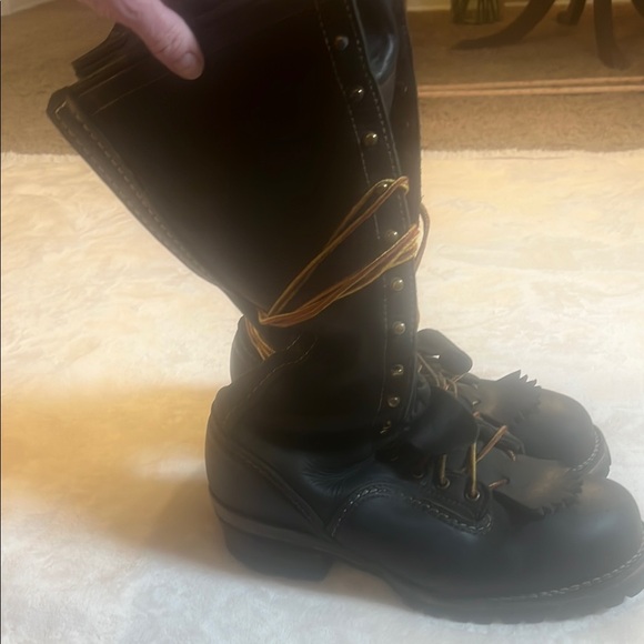 Wesco Black Leather 16” Lineman’s Boots - Picture 2 of 11